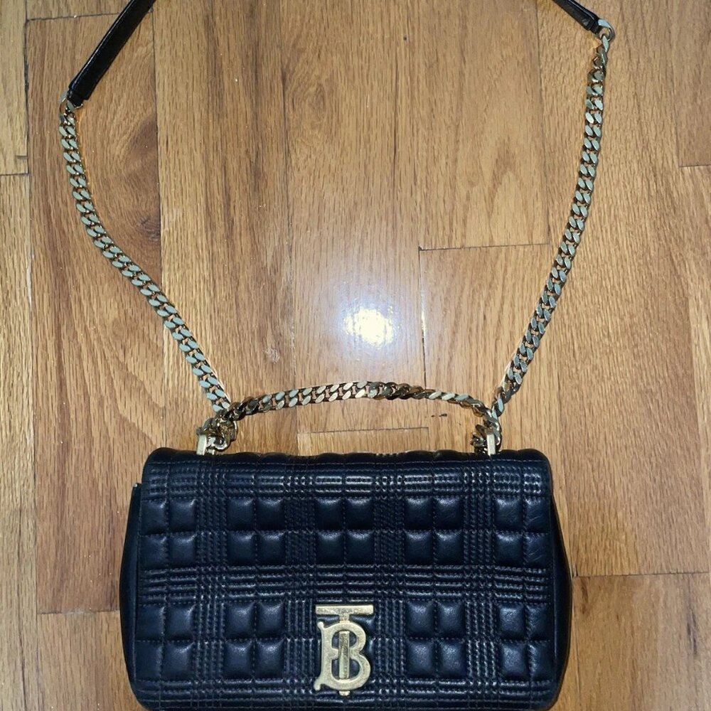BURBERRY - Quilted Black Leather LOLA Shoulder Bag